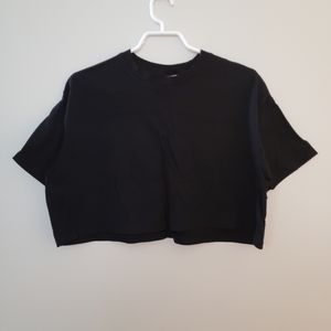 H&M Size M Black Cropped Boxy T-Shirt